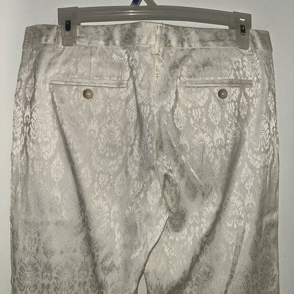 The Limited Ivory Damask Floral Textured Drew Fit Flare Leg Dress Pants Size 8 - Picture 7 of 10